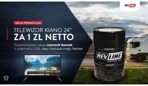 Zakup cztery 200 l beczki oleju hydraulicznego Revline i odbierz telewizor za 1 zł netto!!!
