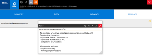 Oprogramowanie IDC5 TEXA wysterowanie serwomotorów mieszania powietrza układu klimatyzacji