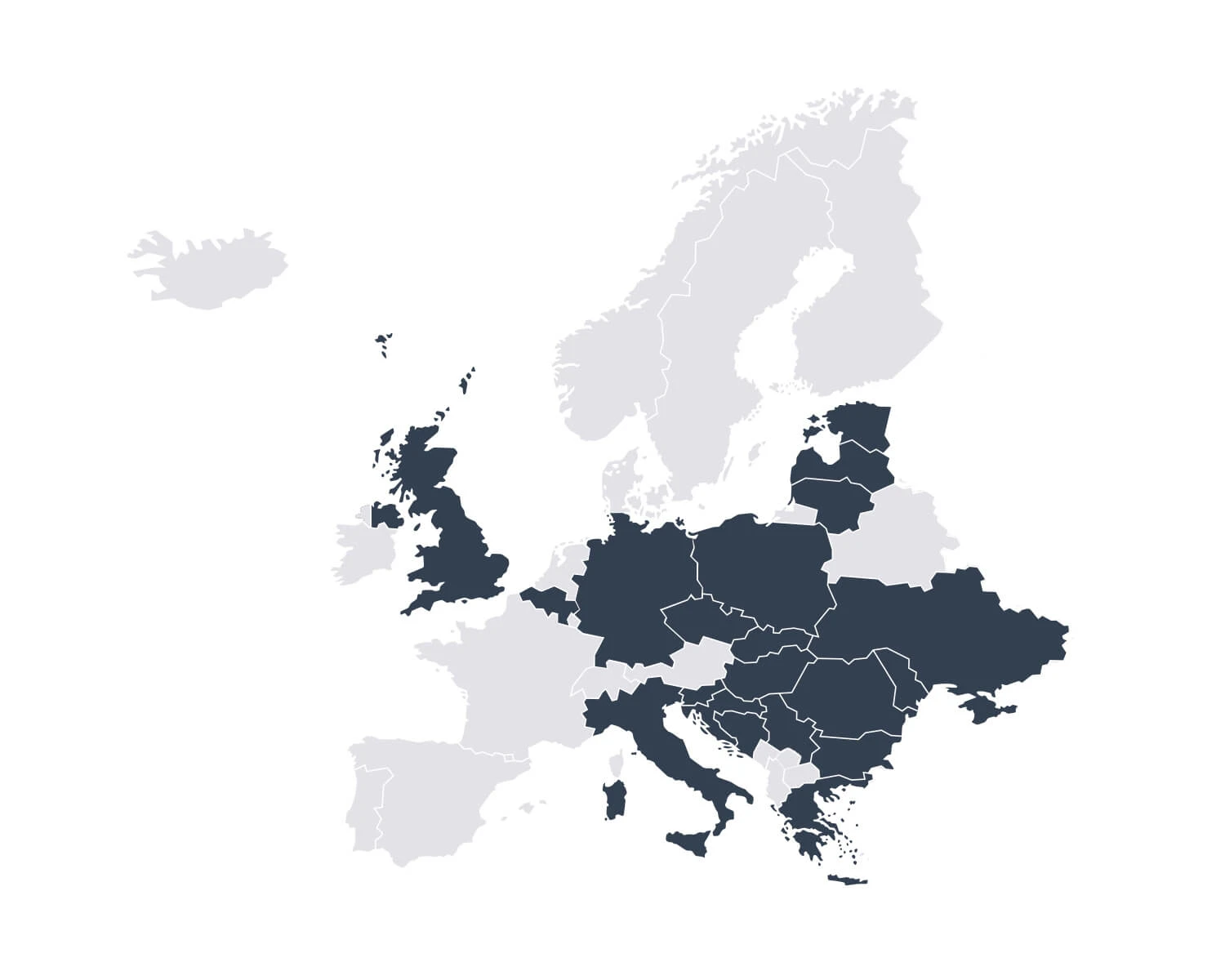 Mapa z działalnością Inter Cars w Europie