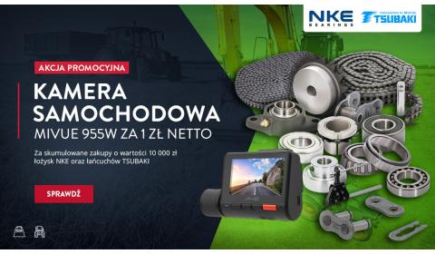 Dokonaj skumulowanego zakupu łożysk NKE oraz łańcuchów TSUBAKI w kwocie 10 000 netto, a otrzymasz kamerę za 1 zł netto