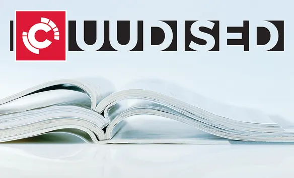 Avatud ajakiri kaardus lehtedega, ülaosas punane Motointegratori logo ja pealkiri "UUDISED".