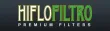 HifloFiltro prémium szűrők logó HifloFiltro prémium szűrők logó, zöld és fehér betűkkel a sötét háttéren.