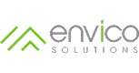 Logo firmy Envico Solutions z zielonymi elementami graficznymi.