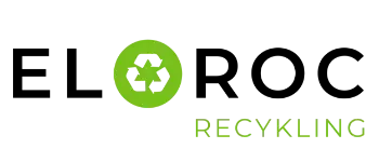Zielone logo recyklingu z napisem 'RECYKLING' obok.