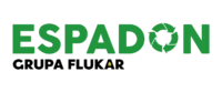 Logo Espadon z zielonym napisem i symbolem lampy na tle.