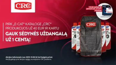 Reklama apie CRC produktus, pirkite už 40 EUR ir gaukite sėdynės uždangą už 1 centą.