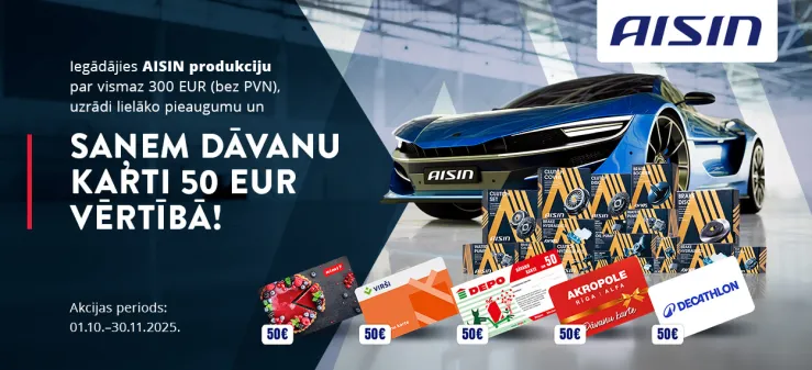 AISIN akcija ar dāvanu kartēm