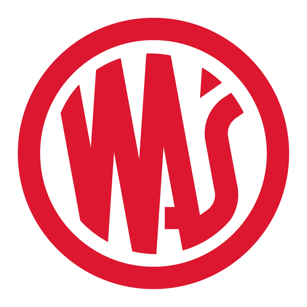 Logo WAŚ przedstawiające litery W A Ś w czerwonym obramowaniu