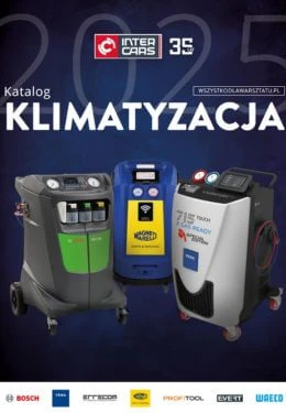 Katalog klimatyzacji Inter Cars z trzema urządzeniami do serwisowania klimatyzacji.