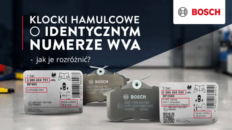 Klocki hamulcowe Bosch z identycznym numerem WVA.