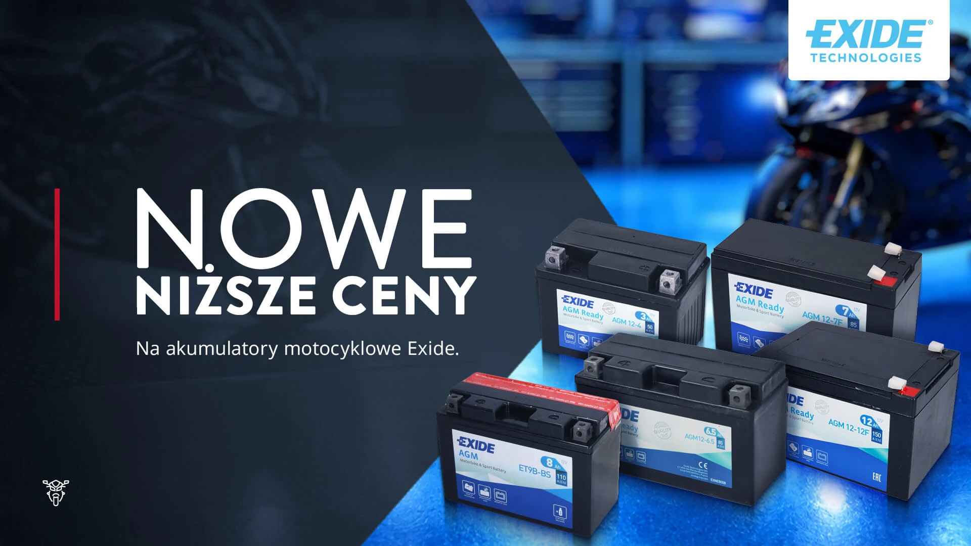 Nowe niższe ceny na akumulatory motocyklowe Exide