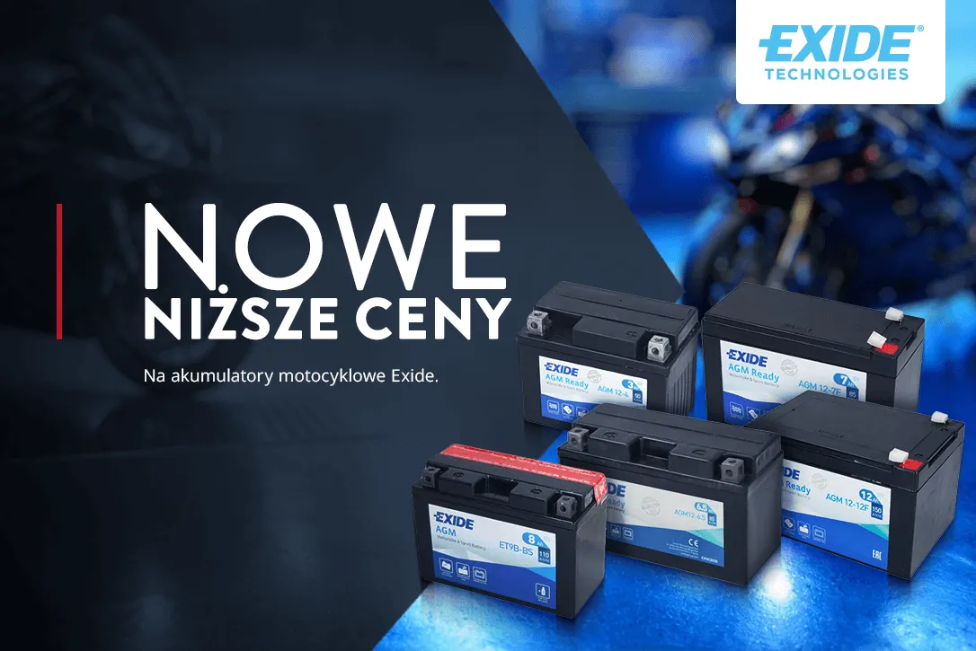 Nowe niższe ceny na akumulatory motocyklowe Exide