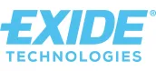 Niebieskie logo Exide Technologies z napisem 'EXIDE' i 'TECHNOLOGIES'.