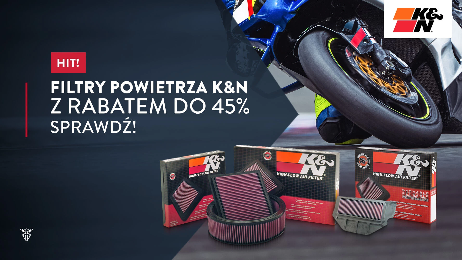 Nowe niższe ceny na motocyklowe filtry powietrza K&N