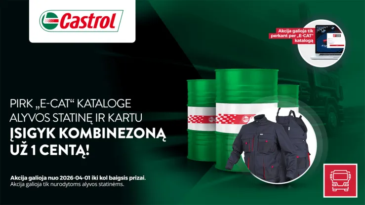 Pirkite CASTROL alyvos statinę „e-Cat“ kataloge ir įsigykite kombinezoną už 0,01 €