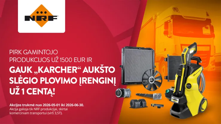 Pirkite NRF produkcijos už 1500 € ir gaukite KARCHER aukšto slėgio plovimo įrenginį už 0,01 €