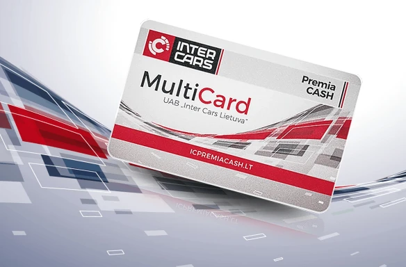 Inter Cars Lietuva MultiCard su Premia CASH logotipu