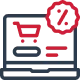 Ikona przedstawiająca koszyk z czerwonym symbolem anulowania, oznaczającą opcję usunięcia produktów.