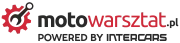 Logo Warezat z wystylizowanym kluczem i nazwą 'MotoWarsztat' w czerwieni i czerni.