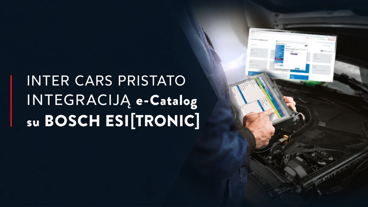 Technikas, dirbdamas su transporto priemone, planšetiniu kompiuteriu naudojasi elektroniniu katalogu, integruotu su "Bosch ESI[tronic]".
