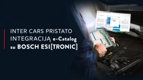 Technikas, dirbdamas su transporto priemone, planšetiniu kompiuteriu naudojasi elektroniniu katalogu, integruotu su "Bosch ESI[tronic]".