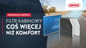 Filtry kabinowe Corteco na tle malowniczej drogi, podkreślając komfort i jakość powietrza.