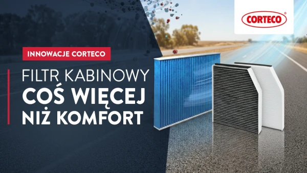 Filtry kabinowe Corteco na tle malowniczej drogi, podkreślając komfort i jakość powietrza.