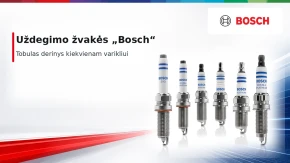 Įvairių tipų "Bosch" uždegimo žvakių pasirinkimas skirtingiems varikliams.