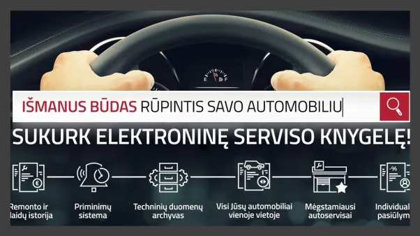 Elektroninė serviso knygelė – remonto ir išlaidų istorija, priminimų sistema, techninių duomenų archyvas, visi Jūsų automobiliai vienoje vietoje.