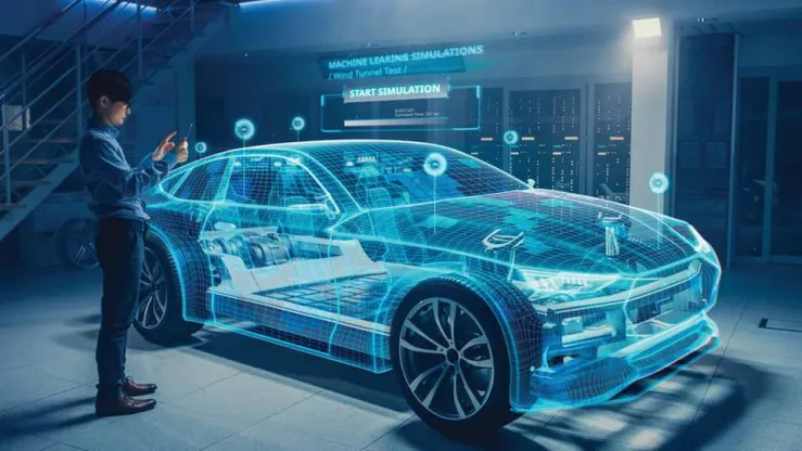 Hologramski model automobila sa simulacijom u laboratoriji.