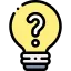 the image shows a yellow light bulb with a question mark in the middle of it